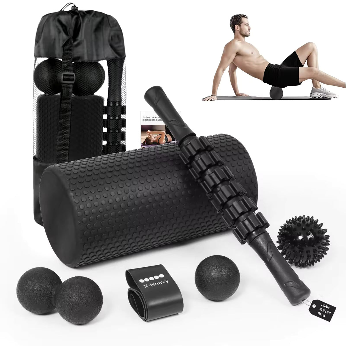 Kit de rouleaux en mousse 7 en 1, kit de rouleaux de massage musculaire