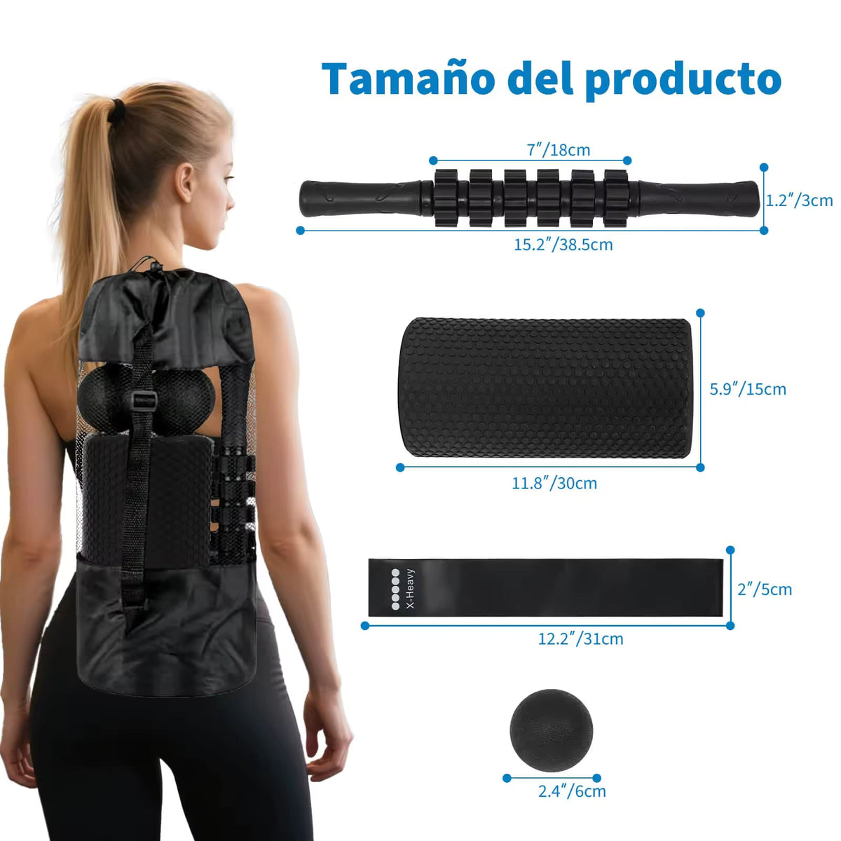 Kit de rouleaux en mousse 7 en 1, kit de rouleaux de massage musculaire