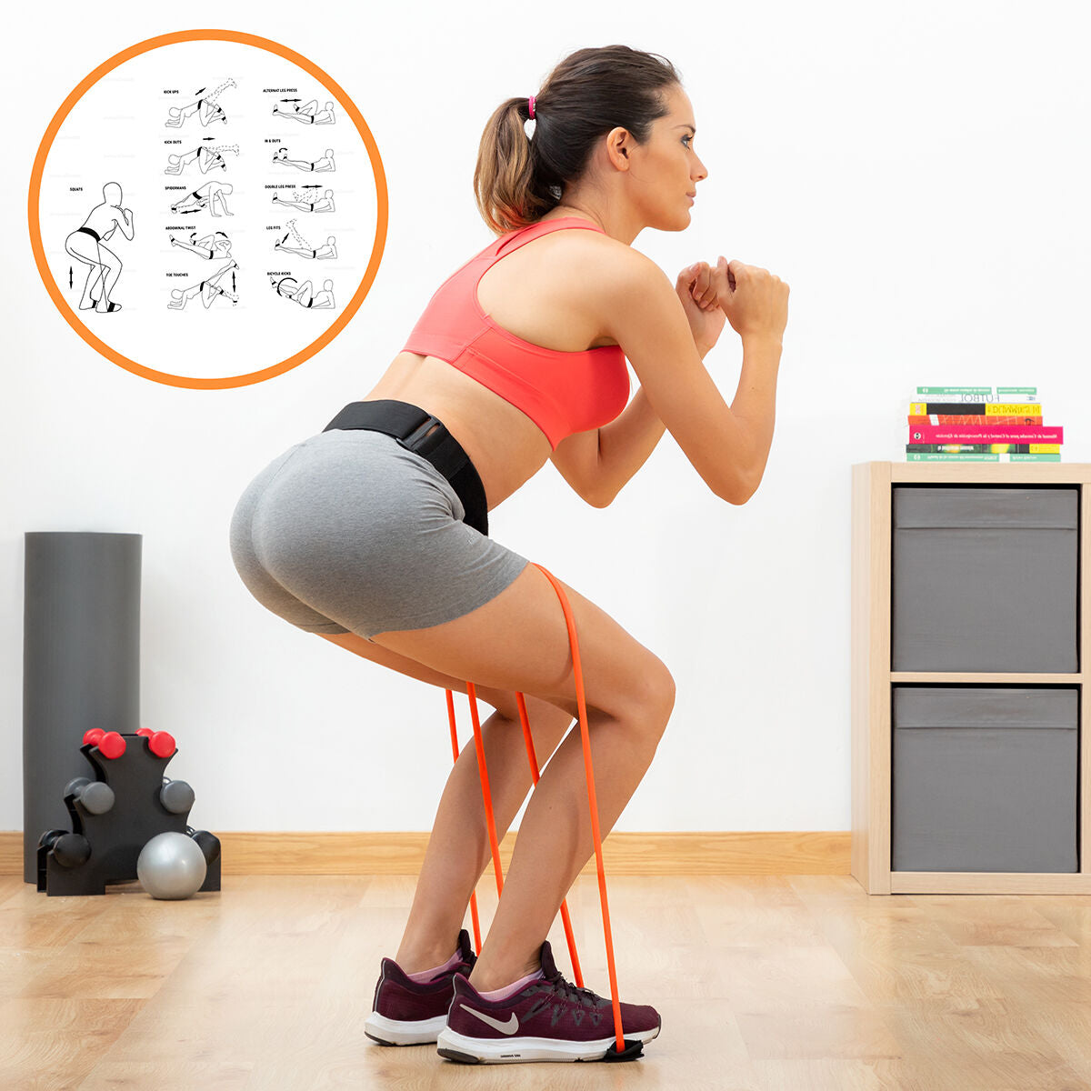 Ceinture avec bandes de résistance pour les fessiers et guide d'exercices Bootrainer