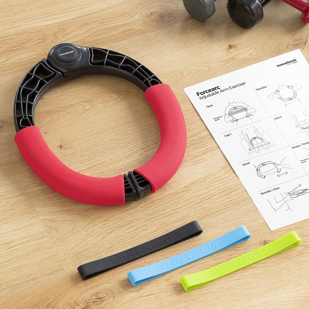 Appareil d'exercice réglable pour les bras avec résistance et guide d'exercices Forcearc